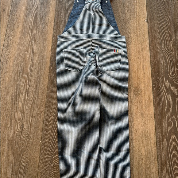 NWT Boden Indigo ticking Stripe dungaree overalls train‎ conductor polar express - Picture 7 of 7